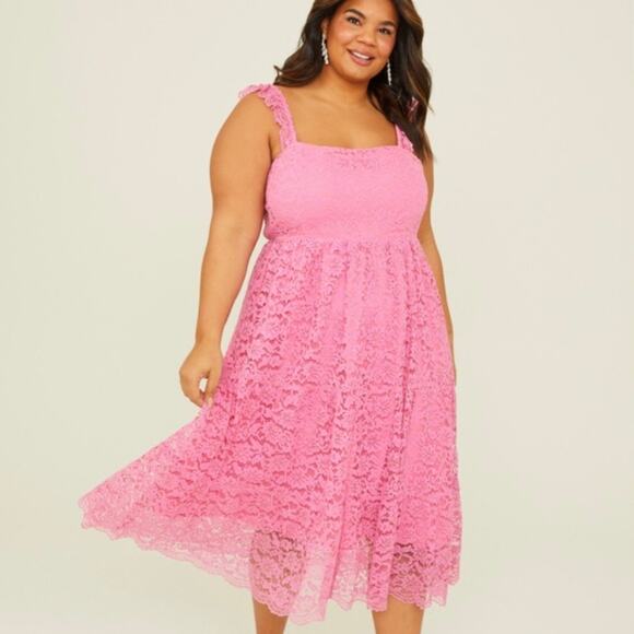 Arula Altar'd State Pink Lace Sleeveless Midi Dress NWT - Picture 14 of 14